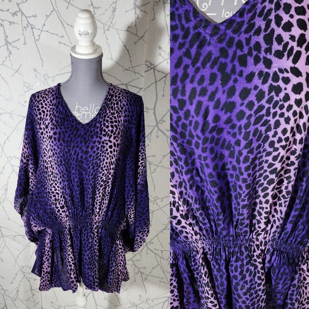 Young Fashion Purple Leopard Print Swim Cover Style Tunic